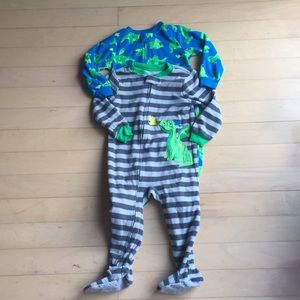 Two Dragon Zip-Up Fleece Footie Pajamas